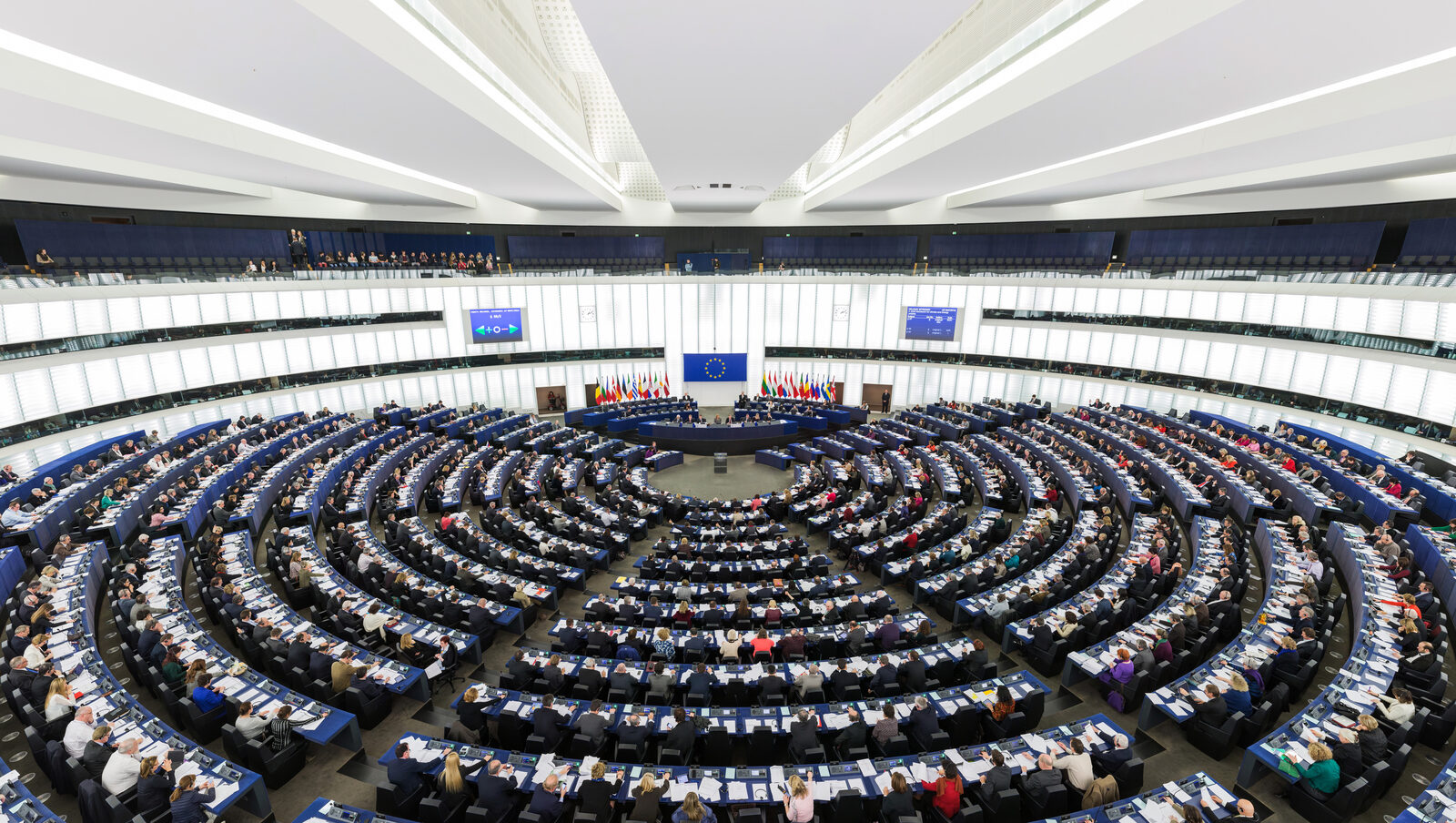 The empty hemicycle of the European Parliament in Strasbourg