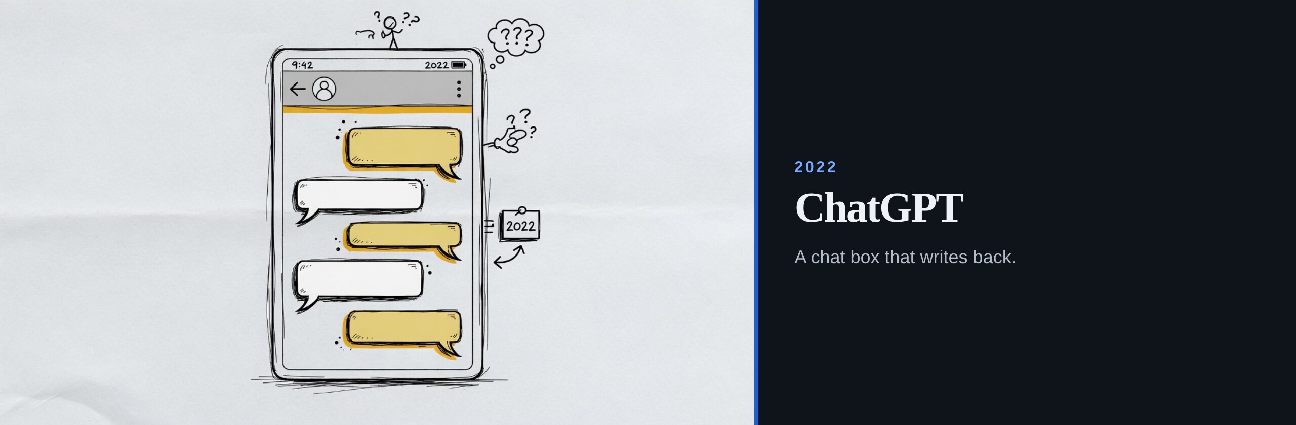 2022. ChatGPT. A chat box that writes back.