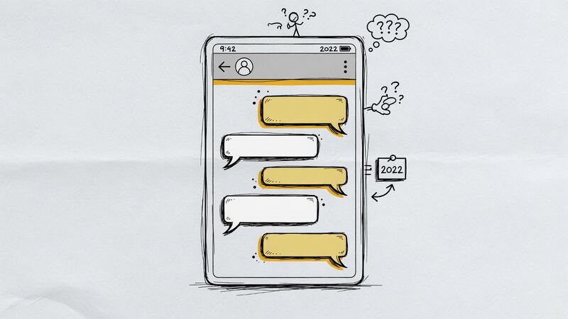 Simple chat window with empty bubbles, no product logo.